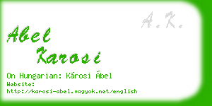 abel karosi business card